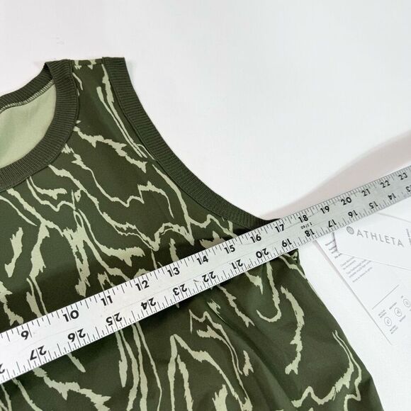 Athleta Dress Womens Small Green Rincon Printed Sleeveless Drawstring Mini New - Picture 6 of 11